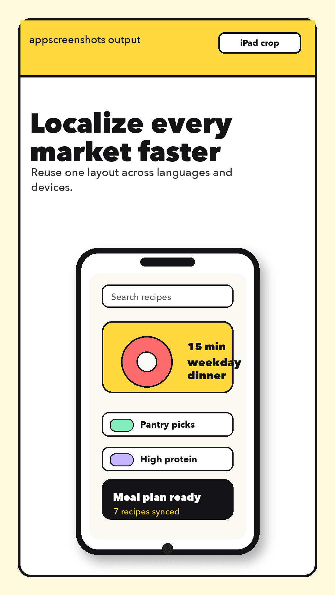 Generated localized app screenshot for a recipe app